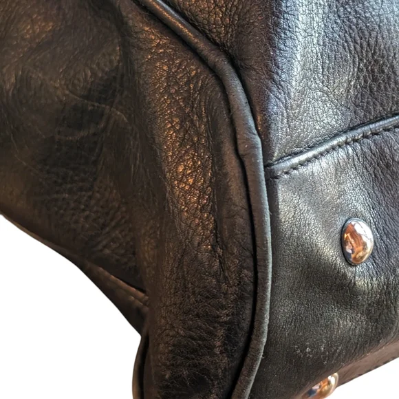 Vintage B Makowsky Black Leather Tote Bag - Picture 11 of 12